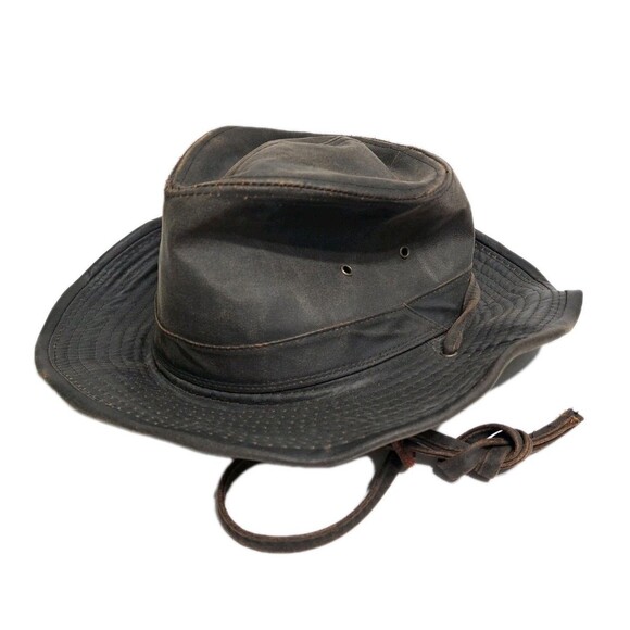 Duluth Waxed Canvas Outback Distressed Weathered Indiana Jones Hat Size XL Brown - Picture 1 of 9